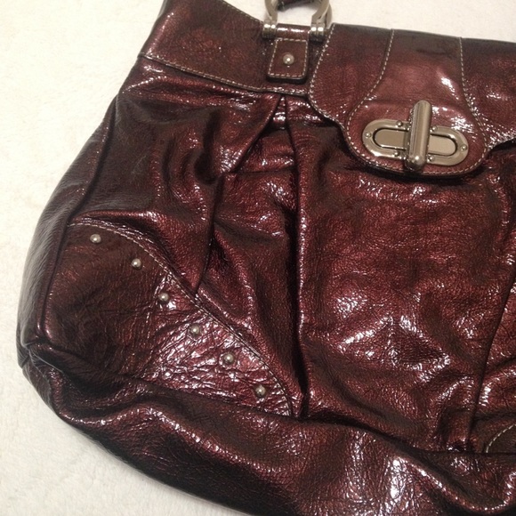 NUOVEDIVE Italian BRONZE BROWN Shiny Genuine LEATHER SHOULDER BAG - Picture 3 of 15